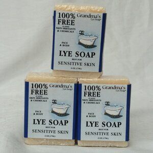 PACK OF 3 Pure Lye Bar Soap 6 Oz  by Grandmas Pure & Natural NEW